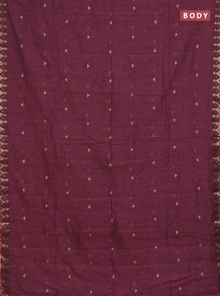Bengal soft cotton saree mauve pink with allover thread woven buttas and zari woven border