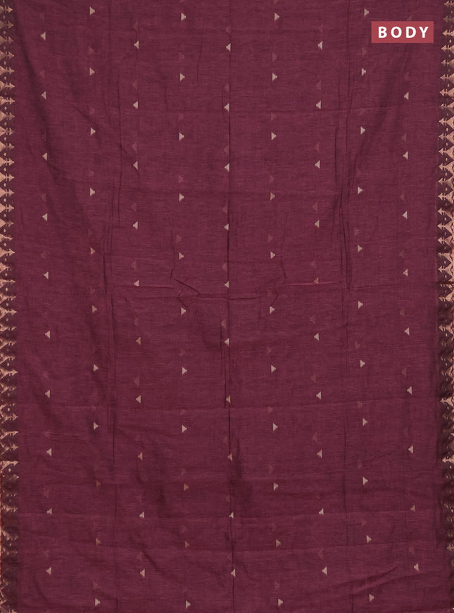 Bengal soft cotton saree mauve pink with allover thread woven buttas and zari woven border