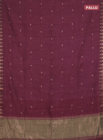 Bengal soft cotton saree mauve pink with allover thread woven buttas and zari woven border