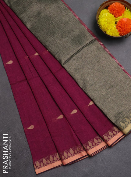 Bengal soft cotton saree pink with allover thread woven buttas and thread woven border