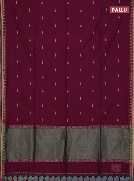 Bengal soft cotton saree pink with allover thread woven buttas and thread woven border