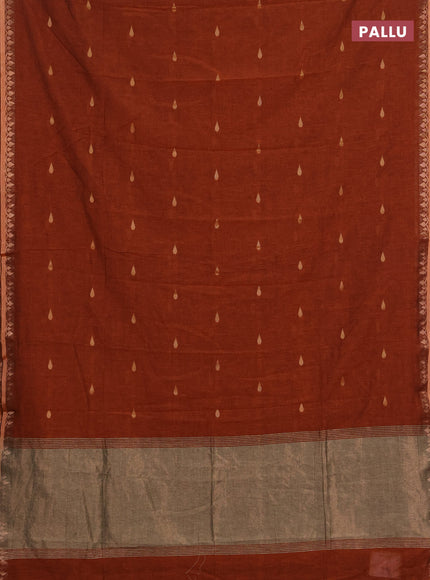 Bengal soft cotton saree orange with allover thread woven buttas and thread woven border