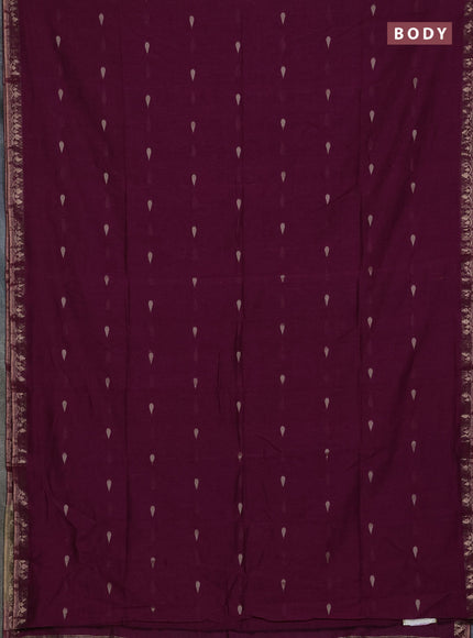 Bengal soft cotton saree magenta pink with allover thread woven buttas and thread woven border