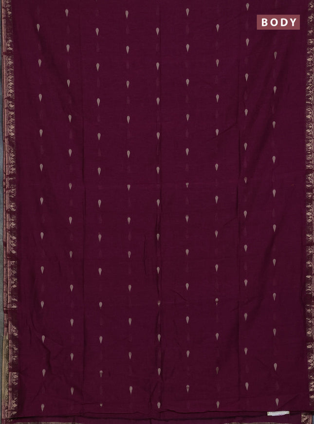 Bengal soft cotton saree magenta pink with allover thread woven buttas and thread woven border