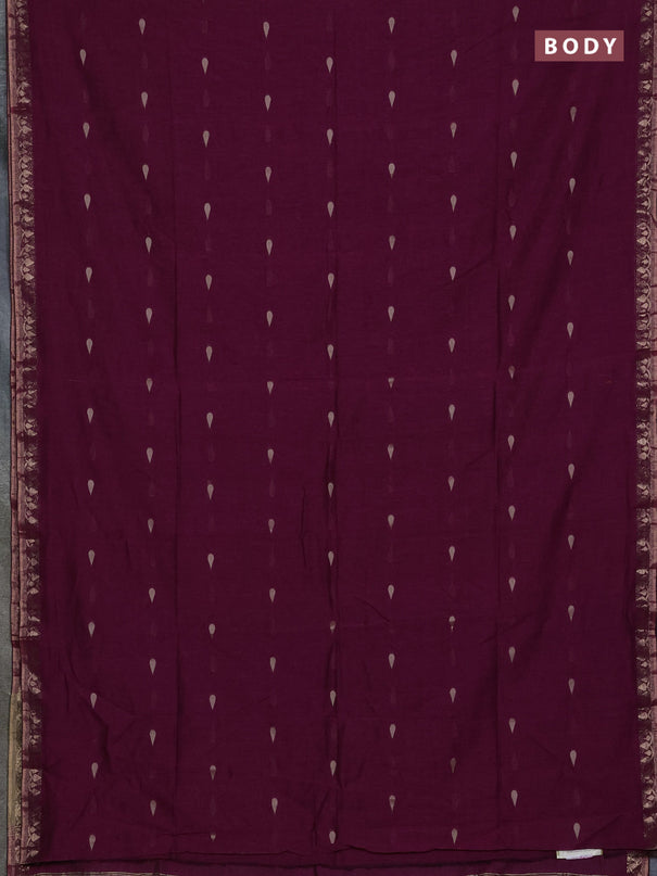 Bengal soft cotton saree magenta pink with allover thread woven buttas and thread woven border