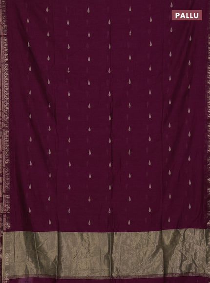Bengal soft cotton saree magenta pink with allover thread woven buttas and thread woven border