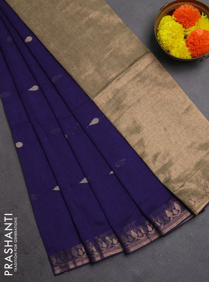 Bengal soft cotton saree violet with allover thread woven buttas and thread woven border
