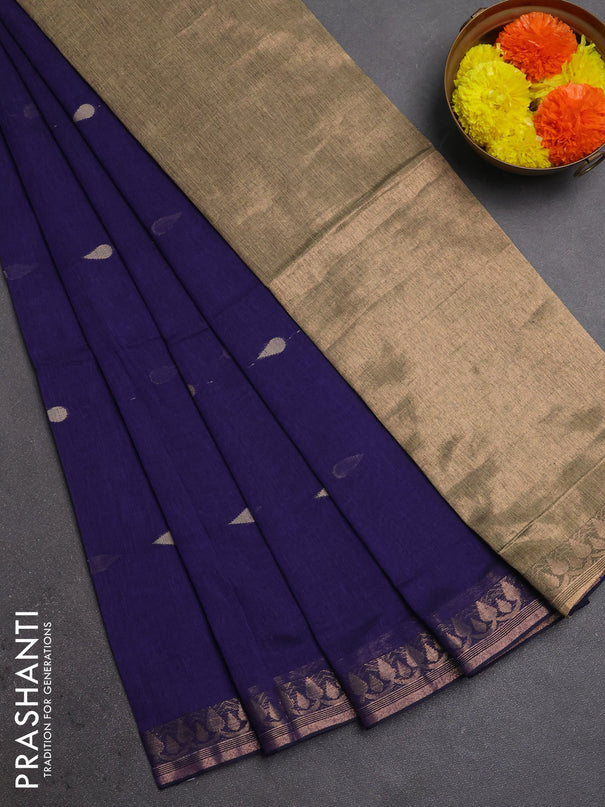 Bengal soft cotton saree violet with allover thread woven buttas and thread woven border
