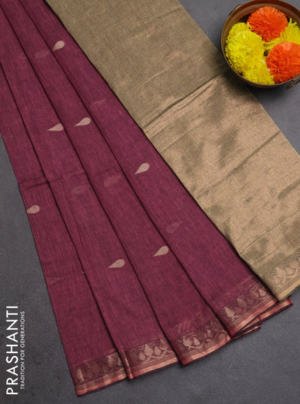 Bengal soft cotton saree light piink with allover thread woven buttas and thread woven border