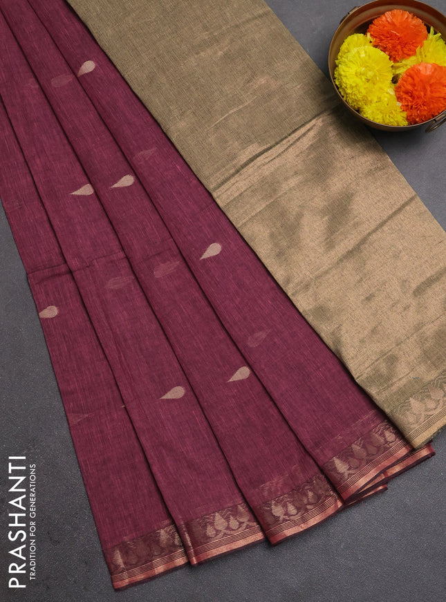 Bengal soft cotton saree light piink with allover thread woven buttas and thread woven border