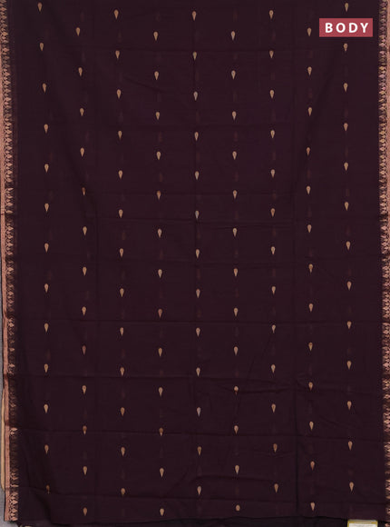Bengal soft cotton saree deep wine shade with allover thread woven buttas and thread woven border