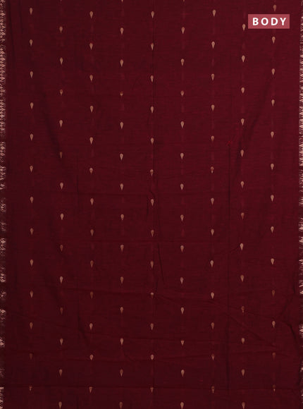Bengal soft cotton saree deep maroon with allover thread woven buttas and thread woven border