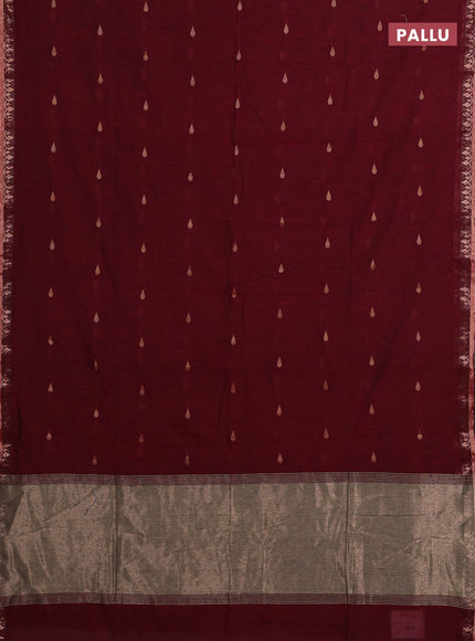 Bengal soft cotton saree deep maroon with allover thread woven buttas and thread woven border