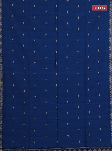 Bengal soft cotton saree cs blue with allover thread woven buttas and zari woven border