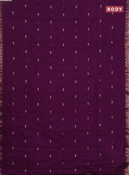Bengal soft cotton saree purple with allover thread woven buttas and thread woven border
