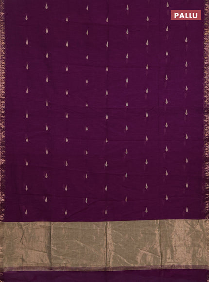 Bengal soft cotton saree purple with allover thread woven buttas and thread woven border