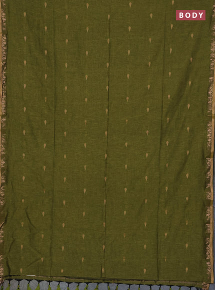 Bengal soft cotton saree light green with allover thread woven buttas and thread woven border