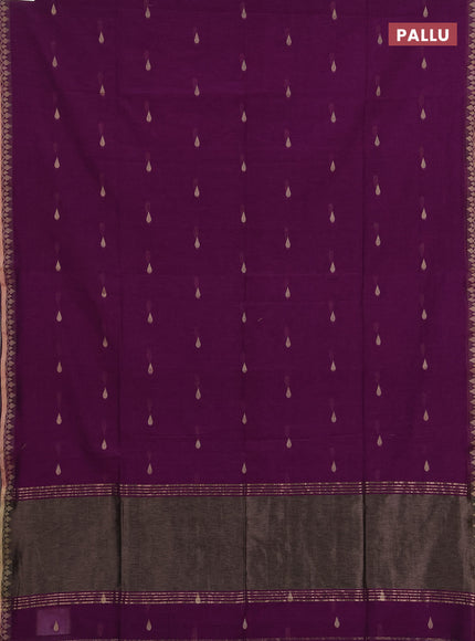 Bengal soft cotton saree magenta pink with allover thread woven buttas and thread woven border