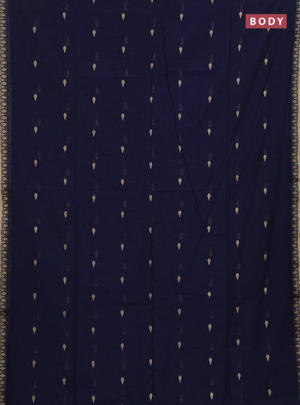 Bengal soft cotton saree navy blue with allover thread woven buttas and thread woven border