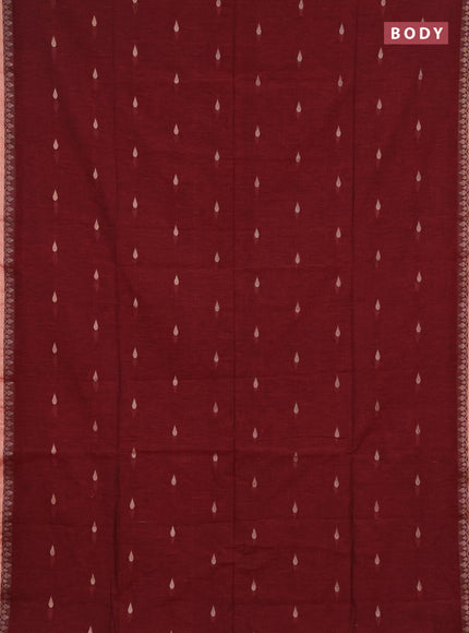 Bengal soft cotton saree maroon with allover thread woven buttas and thread woven border