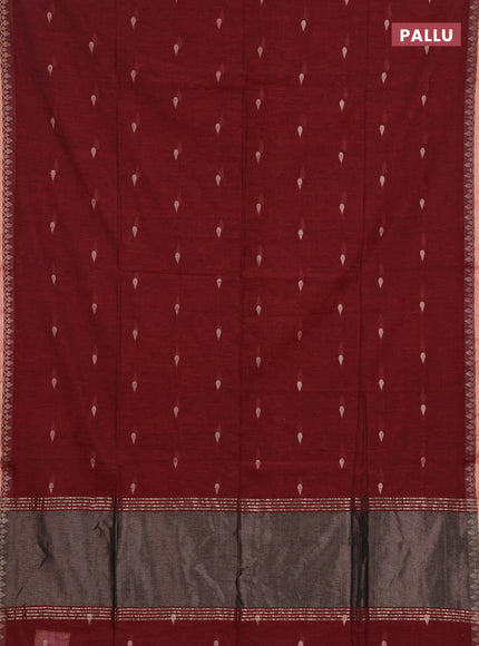 Bengal soft cotton saree maroon with allover thread woven buttas and thread woven border