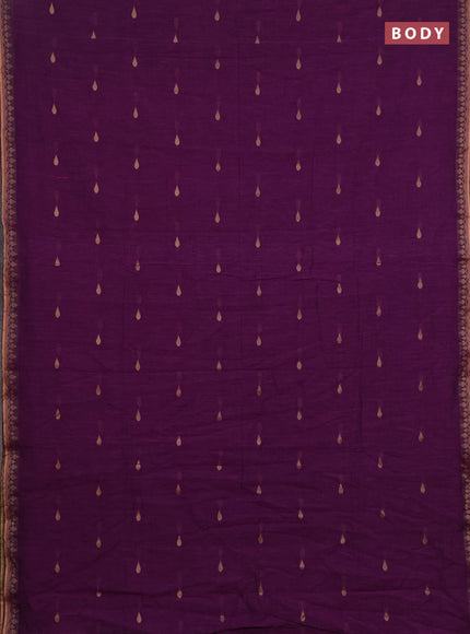 Bengal soft cotton saree purple with allover thread woven buttas and thread woven border