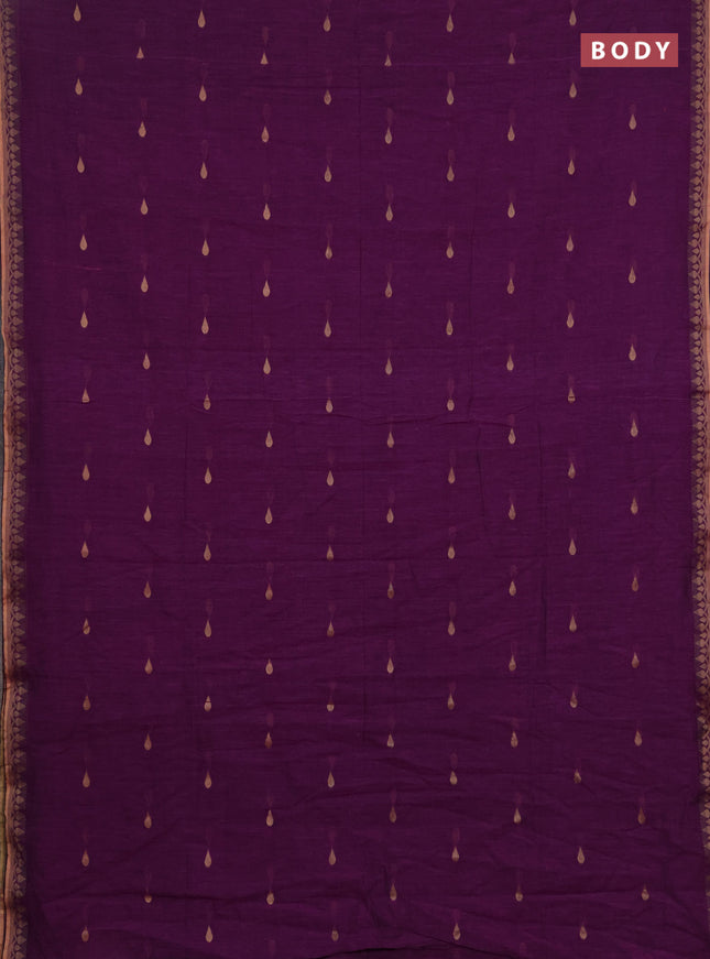 Bengal soft cotton saree purple with allover thread woven buttas and thread woven border