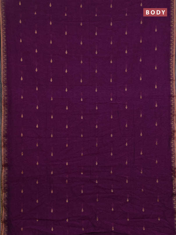 Bengal soft cotton saree purple with allover thread woven buttas and thread woven border