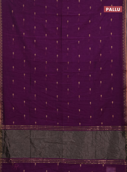Bengal soft cotton saree purple with allover thread woven buttas and thread woven border