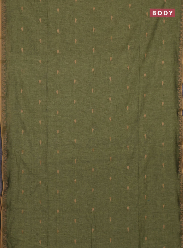 Bengal soft cotton saree light green with allover thread woven buttas and thread woven border