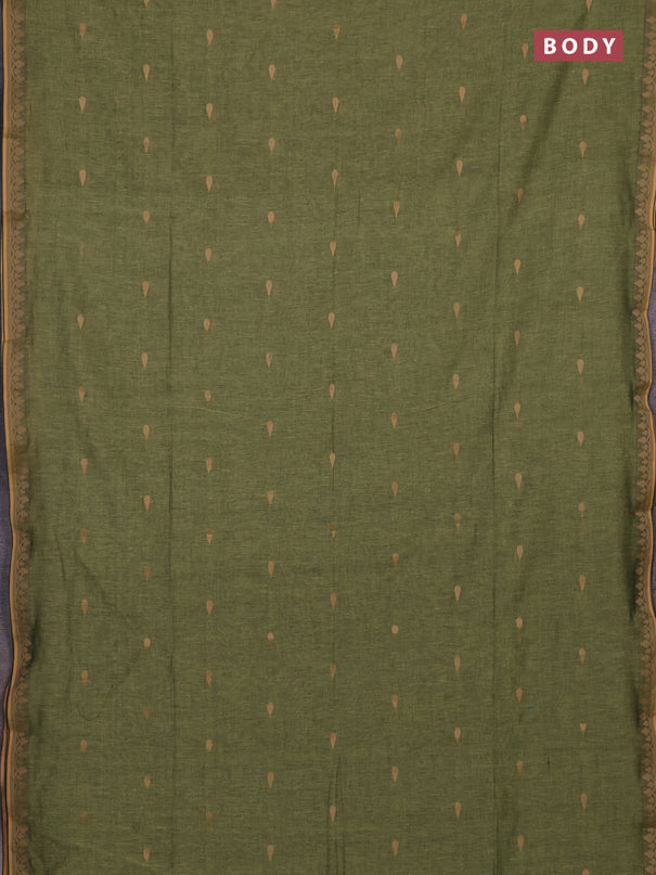 Bengal soft cotton saree light green with allover thread woven buttas and thread woven border