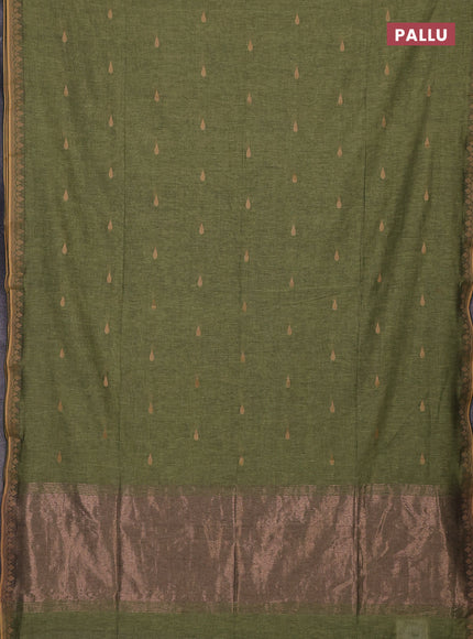 Bengal soft cotton saree light green with allover thread woven buttas and thread woven border