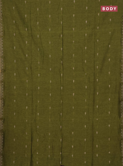 Bengal soft cotton saree light green and purple with allover thread woven buttas and thread woven border