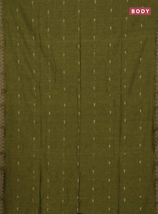 Bengal soft cotton saree light green and purple with allover thread woven buttas and thread woven border