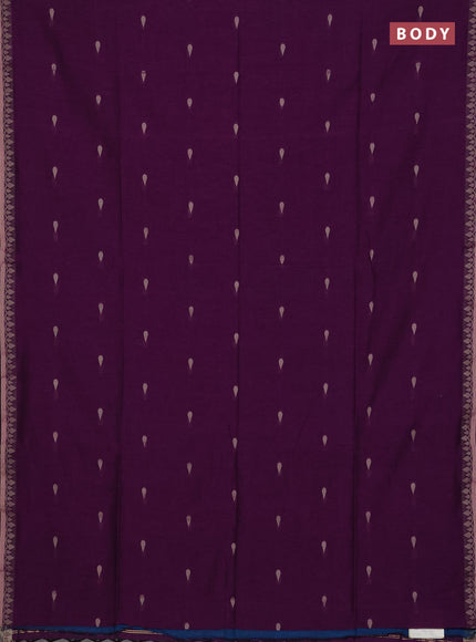 Bengal soft cotton saree purple and cs blue with allover thread woven buttas and thread woven border