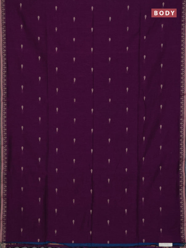 Bengal soft cotton saree purple and cs blue with allover thread woven buttas and thread woven border