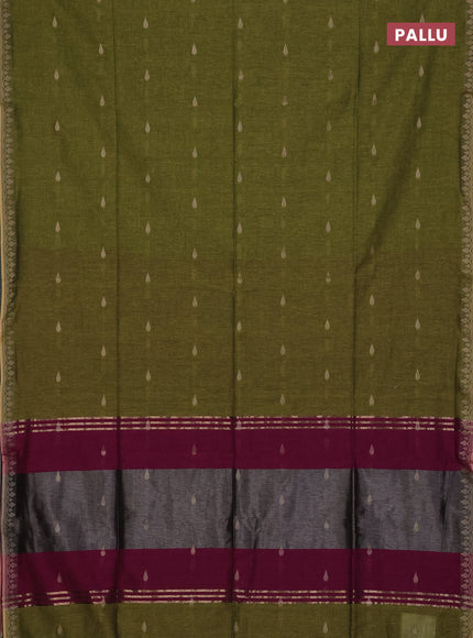 Bengal soft cotton saree light green and magenta pink with allover thread woven buttas and thread woven border