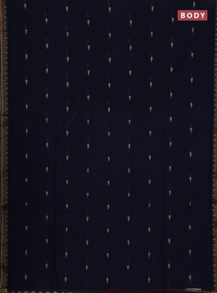 Bengal soft cotton saree navy blue and red with allover thread woven buttas and thread woven border