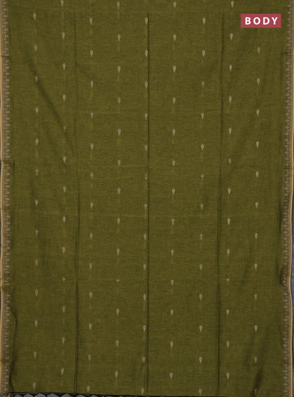 Bengal soft cotton saree lime green and bottle green with allover thread woven buttas and thread woven border