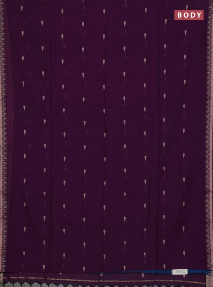 Bengal soft cotton saree purple and cs blue with allover thread woven buttas and thread woven border