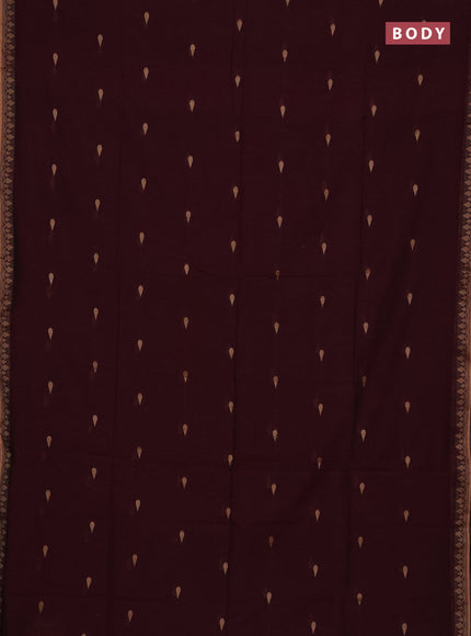 Bengal soft cotton saree deep maroon and light green with allover thread woven buttas and thread woven border