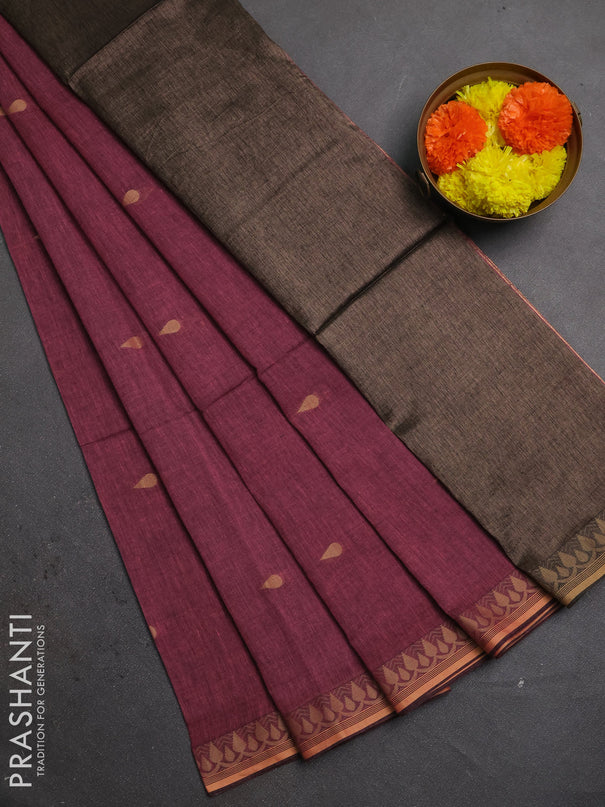 Bengal soft cotton saree light pink with allover thread woven buttas and thread woven border