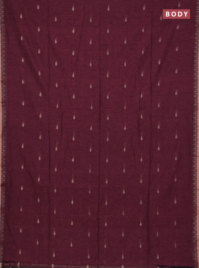 Bengal soft cotton saree light pink and navy blue with allover thread woven buttas and thread woven border