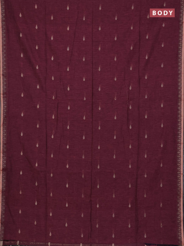 Bengal soft cotton saree light pink and navy blue with allover thread woven buttas and thread woven border