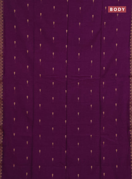 Bengal soft cotton saree purple and light green with allover thread woven buttas and thread woven border