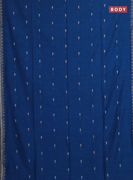 Bengal soft cotton saree cs blue and pink with allover thread woven buttas and thread woven border