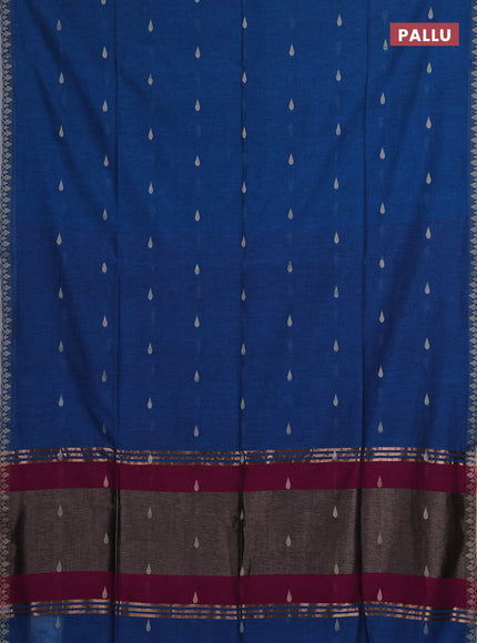 Bengal soft cotton saree cs blue and pink with allover thread woven buttas and thread woven border