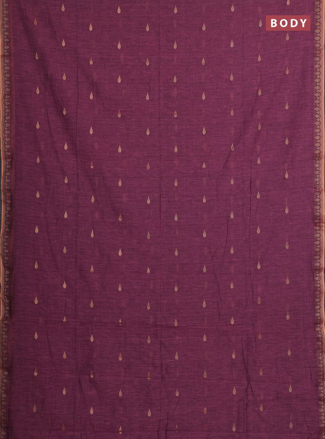 Bengal soft cotton saree light pink with allover thread woven buttas and thread woven border