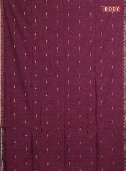 Bengal soft cotton saree light pink and violet with allover thread woven buttas and thread woven border