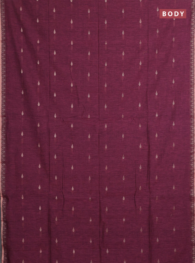 Bengal soft cotton saree light pink and violet with allover thread woven buttas and thread woven border